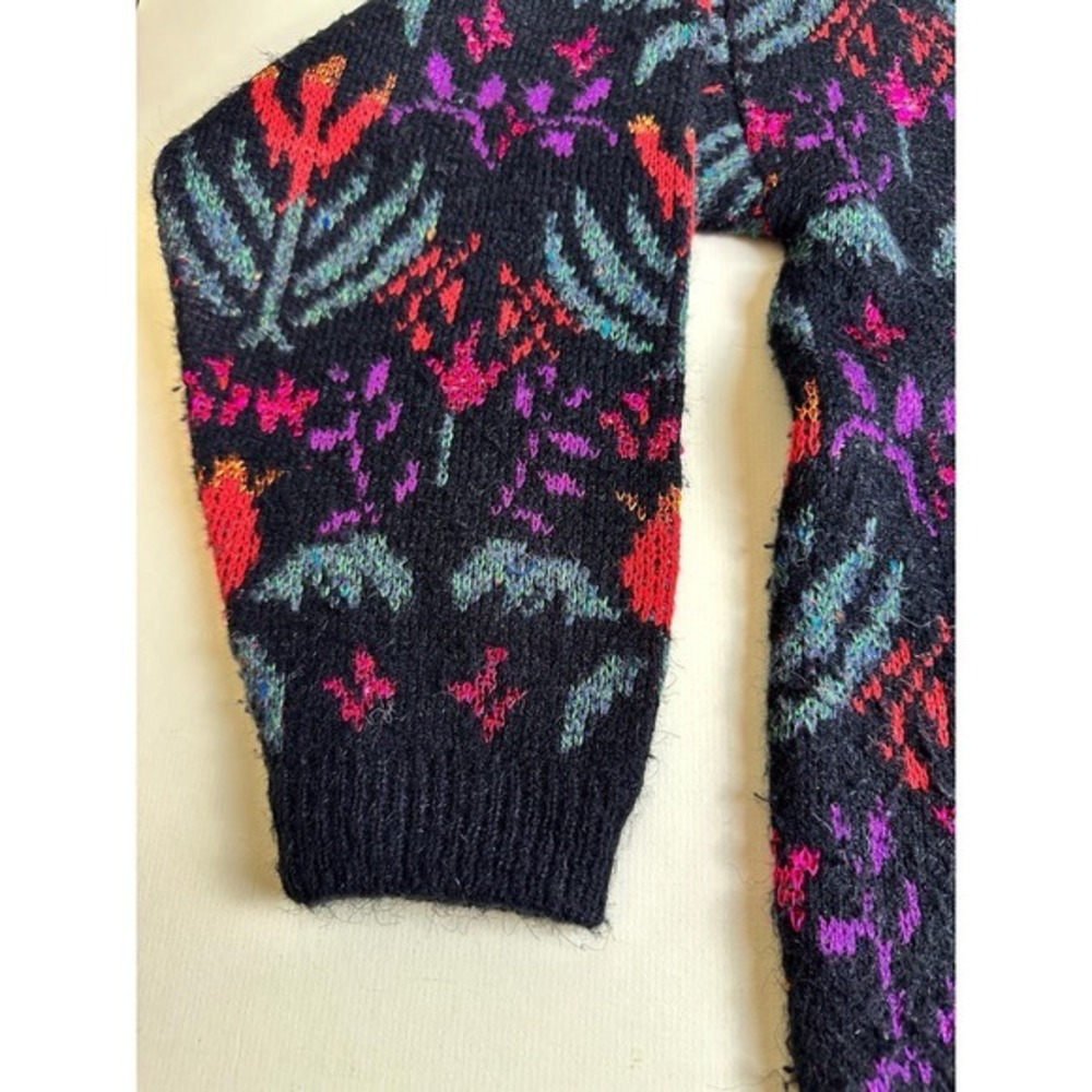 Vintage 80s Pullover Sweater Size Medium Thistle Bateau Neck Design‎ Zone Winter - Picture 6 of 10